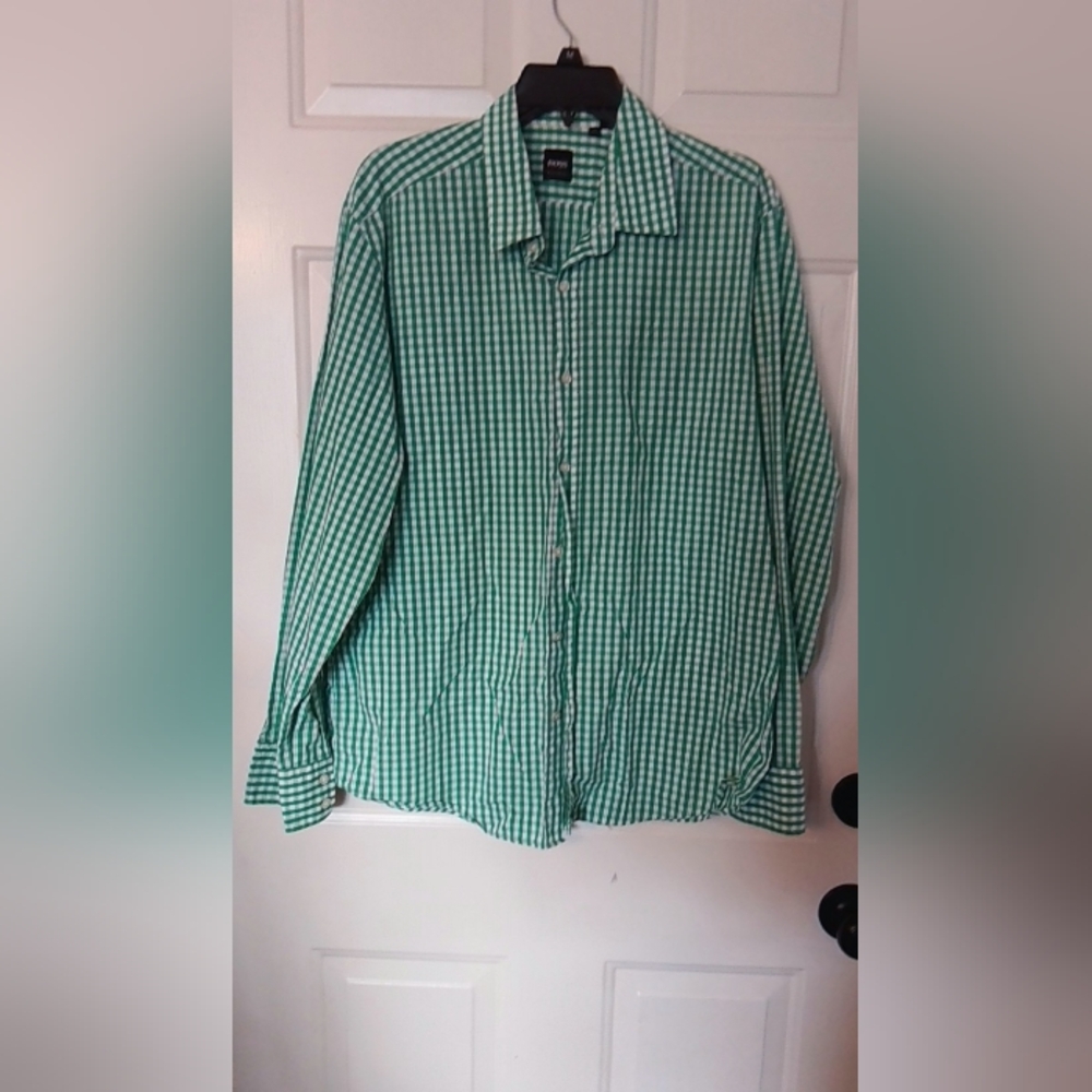Hugo boss Green Checkered Men's Shirt